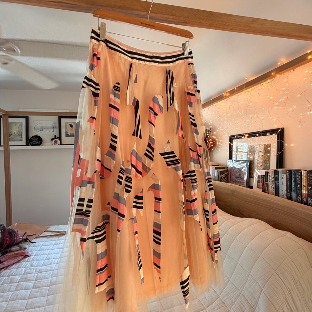 Striped Peach Tulle Skirt